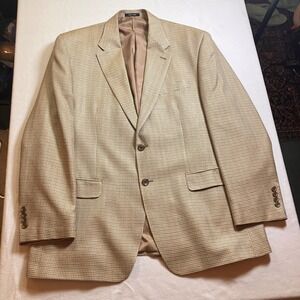 Chaps Mens Tan Plaid Silk‎ Blend Blazer Sport Coat Jacket Size 44R